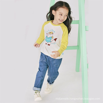 High Quality 100% Cotton Soft Breathable Girl Boy Kids Long Sleeve T Shirt